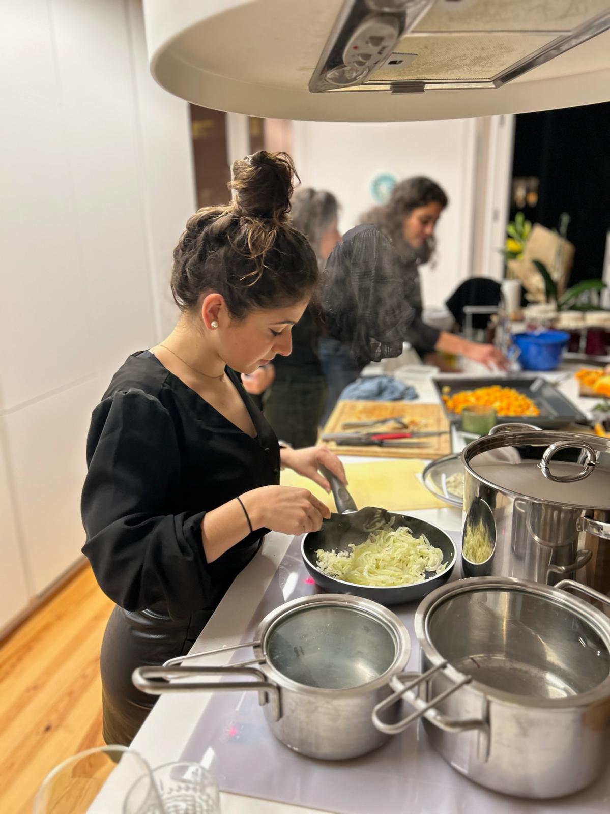 Workshop in progress showing hands-on cooking
