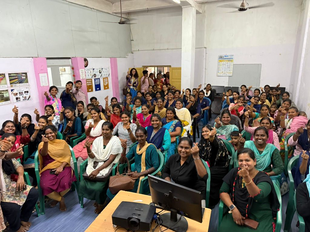 Large group of women at community training session